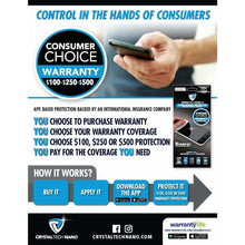 Load image into Gallery viewer, CrystalTech Nano Liquid Screen Protector With Consumer's Choice Warranty ($100-$150-$250) - For Phones, Tablets & Smart Watches