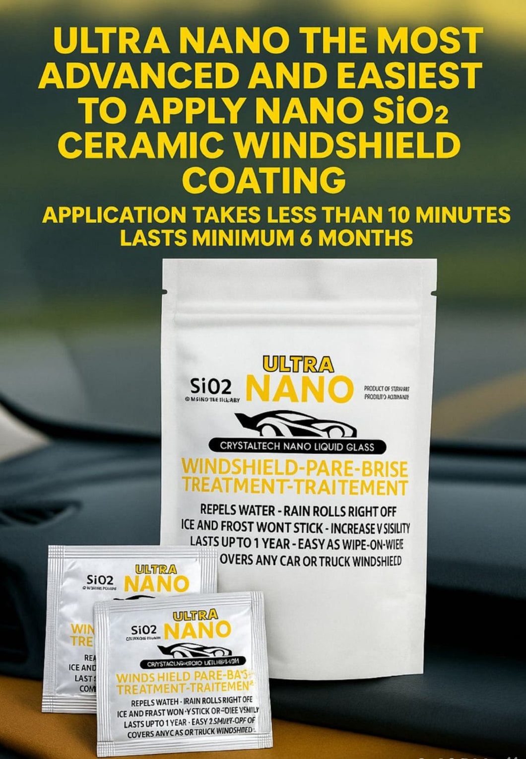 Ultra NANO - Nano SiO2 Ceramic Coating For Windshields - Aquapel Replacement
