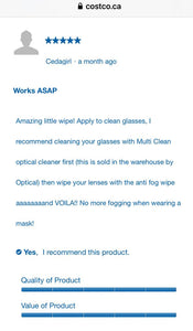CrystalView Xtreme - Anti-Fog Wipe Treatment When Wearing Glasses & Visors With Masks