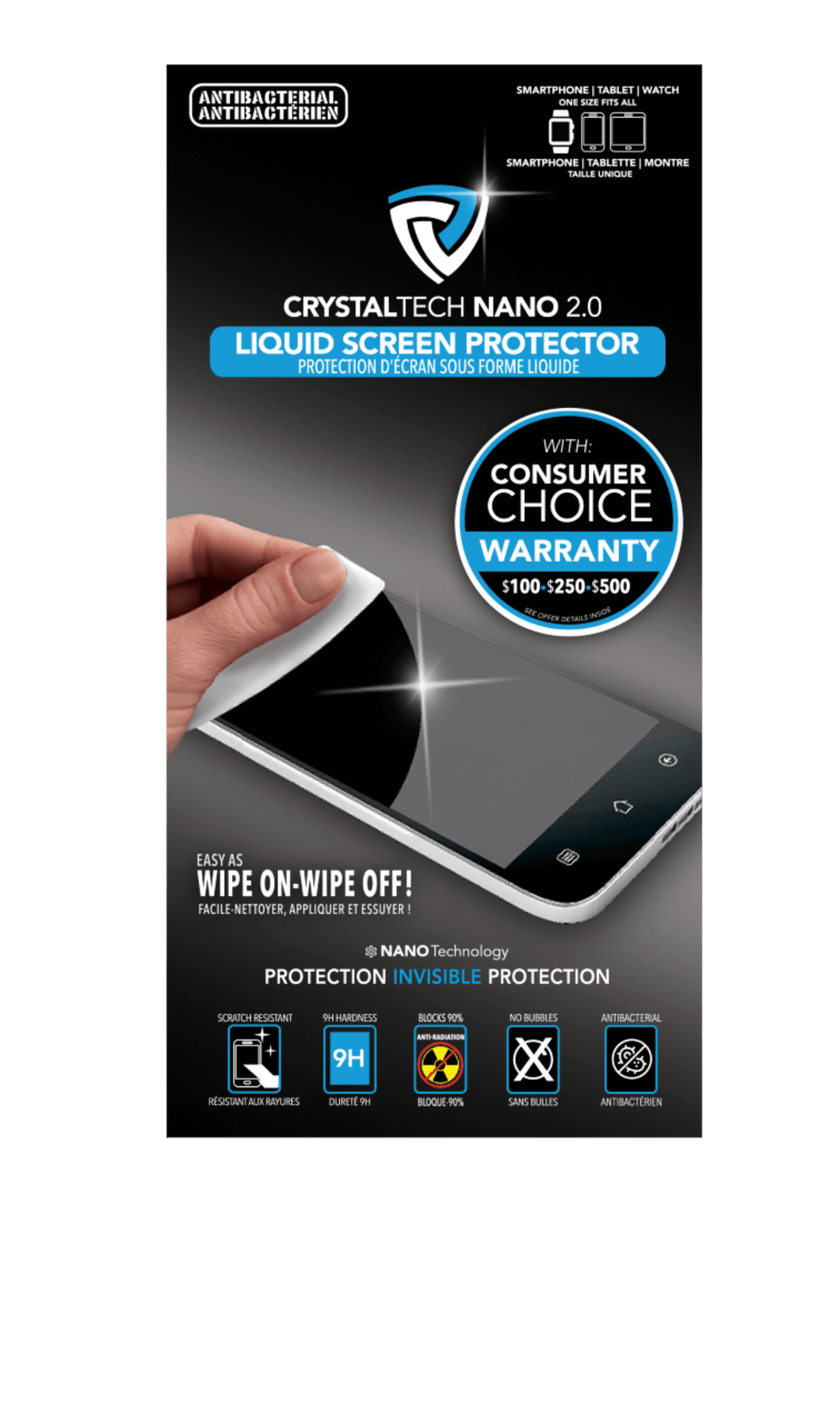 CrystalTech Nano Liquid Screen Protector With Screen Break  Warranty ($100-$150-$250 ) - For Phones, Tablets & Smart Watches